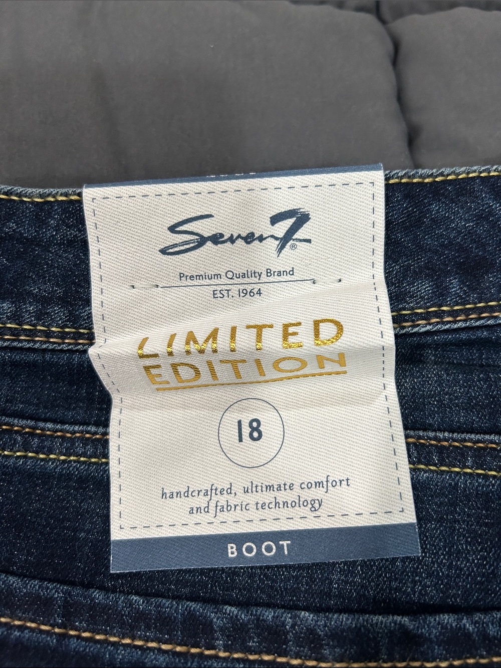 Seven7 Women’s Dark Blue Bootcut Jeans with Contrast Stitching - Picture 2 of 10
